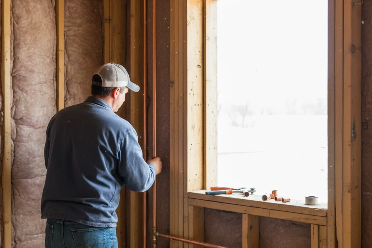 Licensed plumber running new copper supply lines in a Shippensburg home