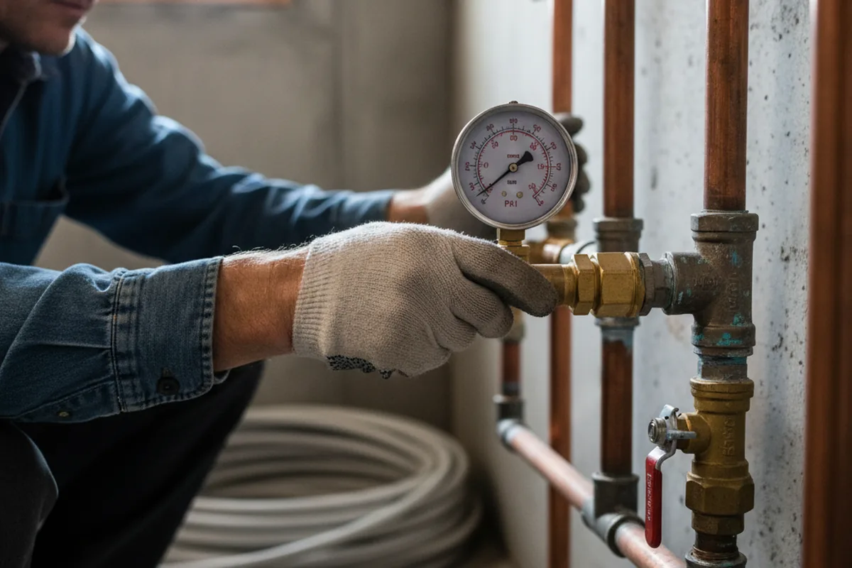 Pressure testing a repaired line during Water Line Repair in Shippensburg